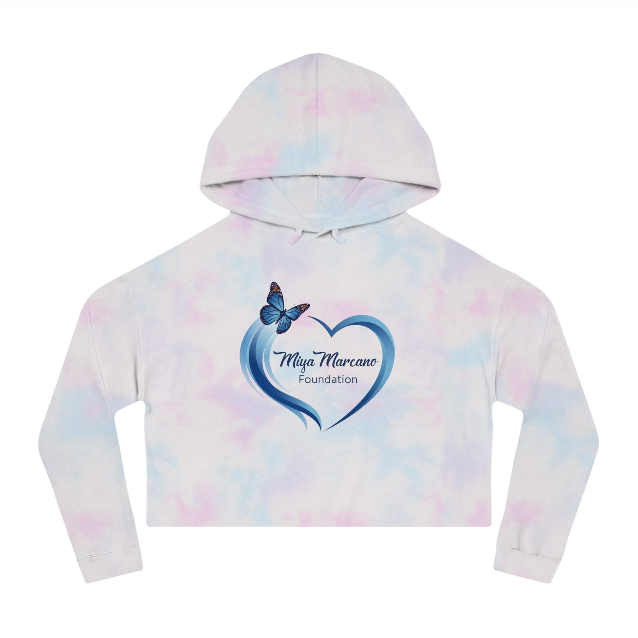 Cropped Hoodie — Maja Marcano Foundation Blue Heart Butterfly Logo - Image 7