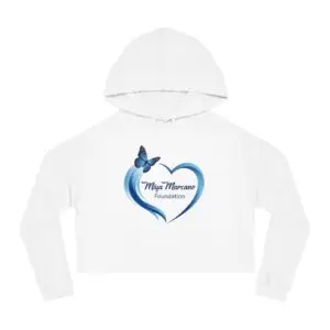 Cropped Hoodie — Miya Marcano Foundation Blue Heart Butterfly Logo