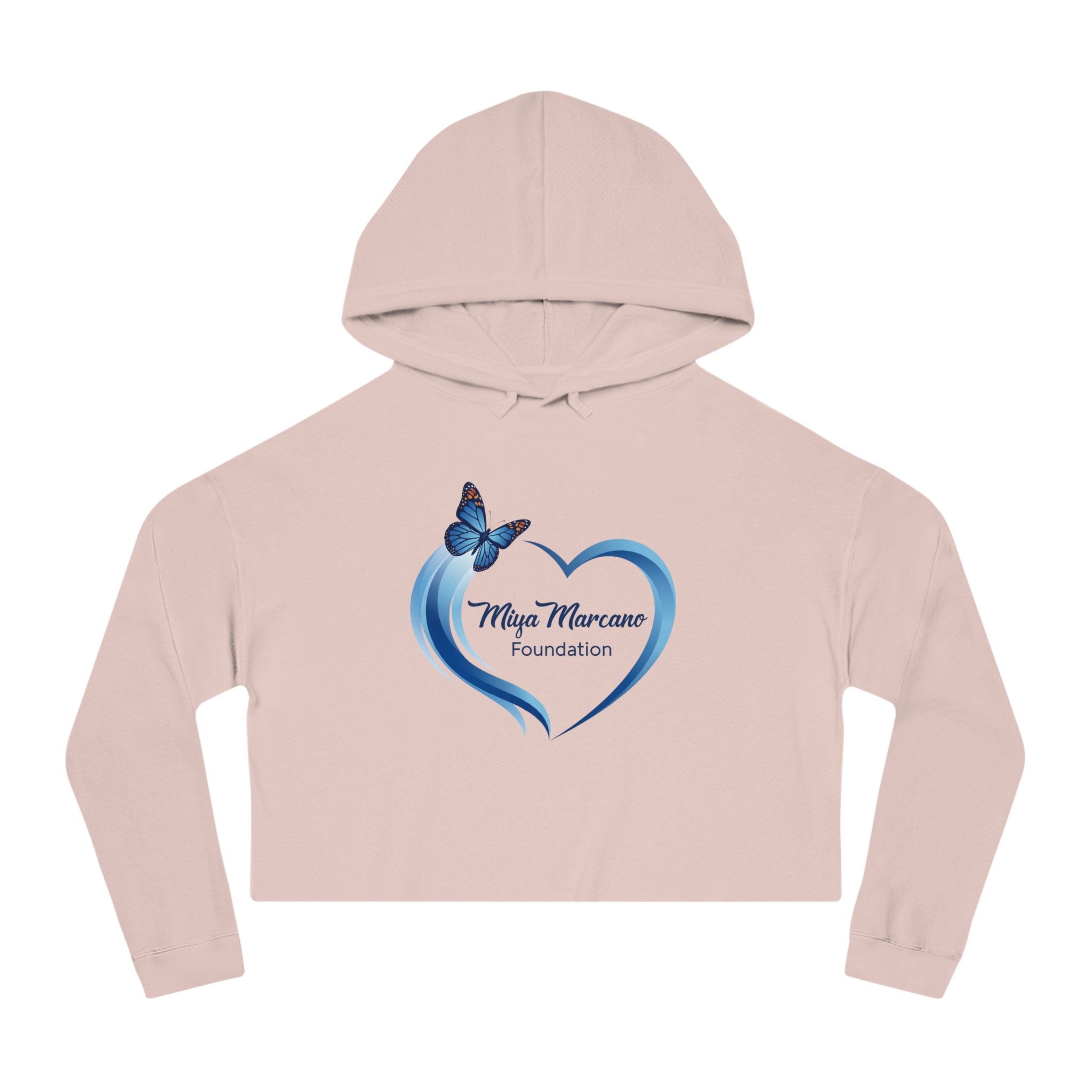 Cropped Hoodie — Maja Marcano Foundation Blue Heart Butterfly Logo - Image 4