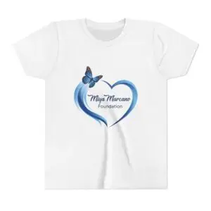 Youth Tee — Miya Marcano Foundation Blue Heart & Butterfly Charity Shirt